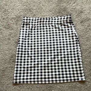SHEIN Black & White Gingham Plaid Body-Con Mini Skirt | Size Small